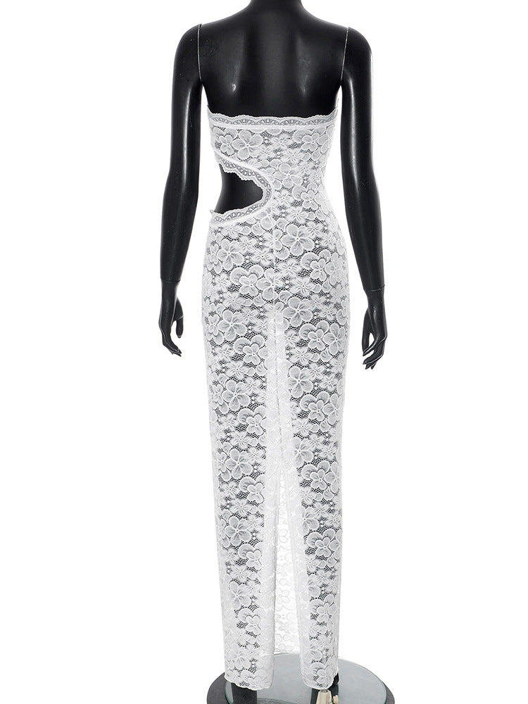 Backless Tube Lace Hollow Out Cutout out Slim Fit Dress
