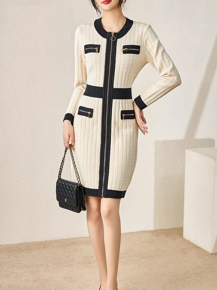 Print Dress with Chain