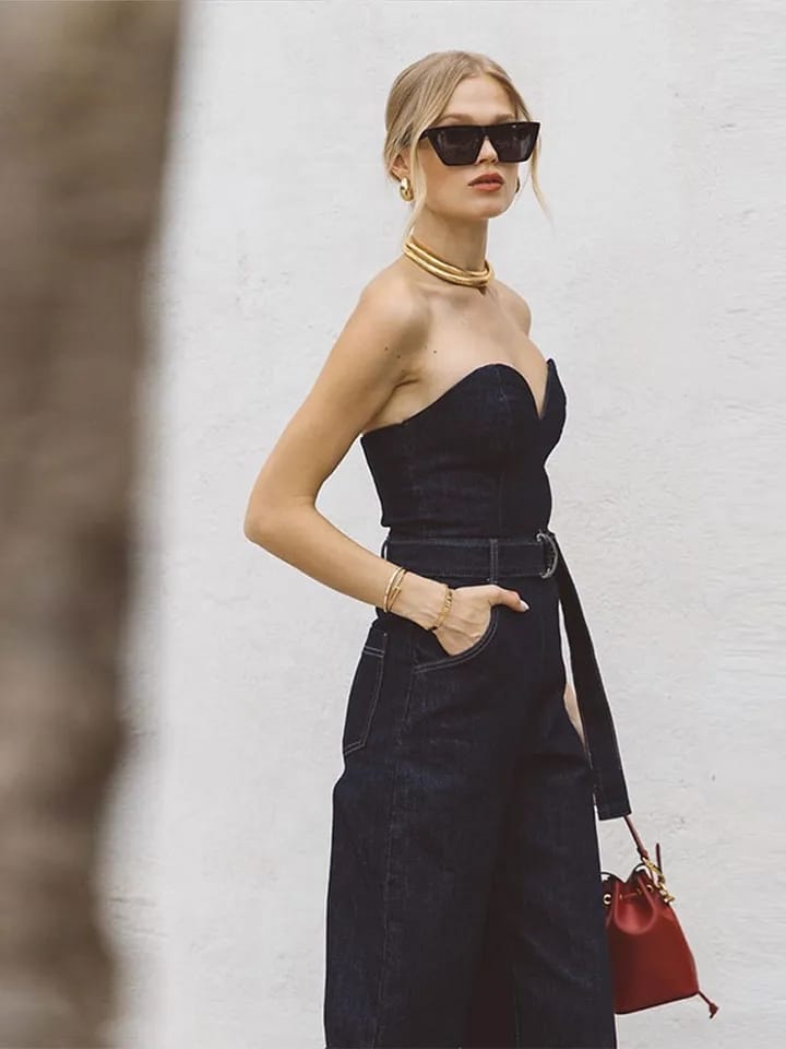 Denim Tube Jumpsuit