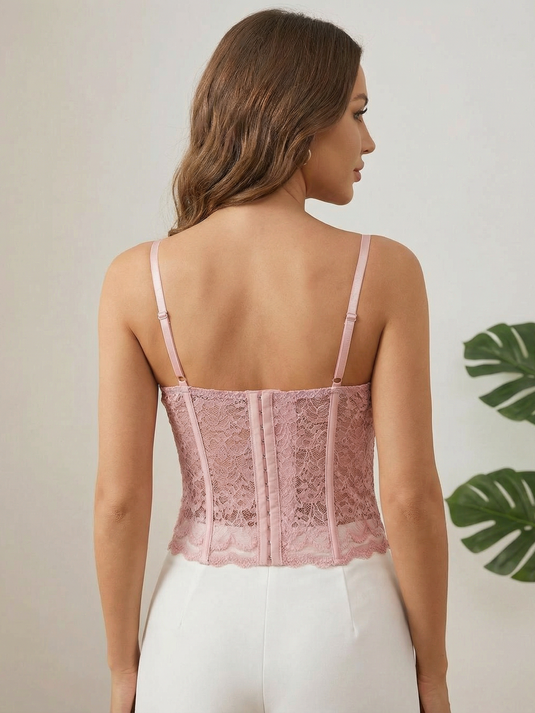 Pink lace underwire corset bustier top