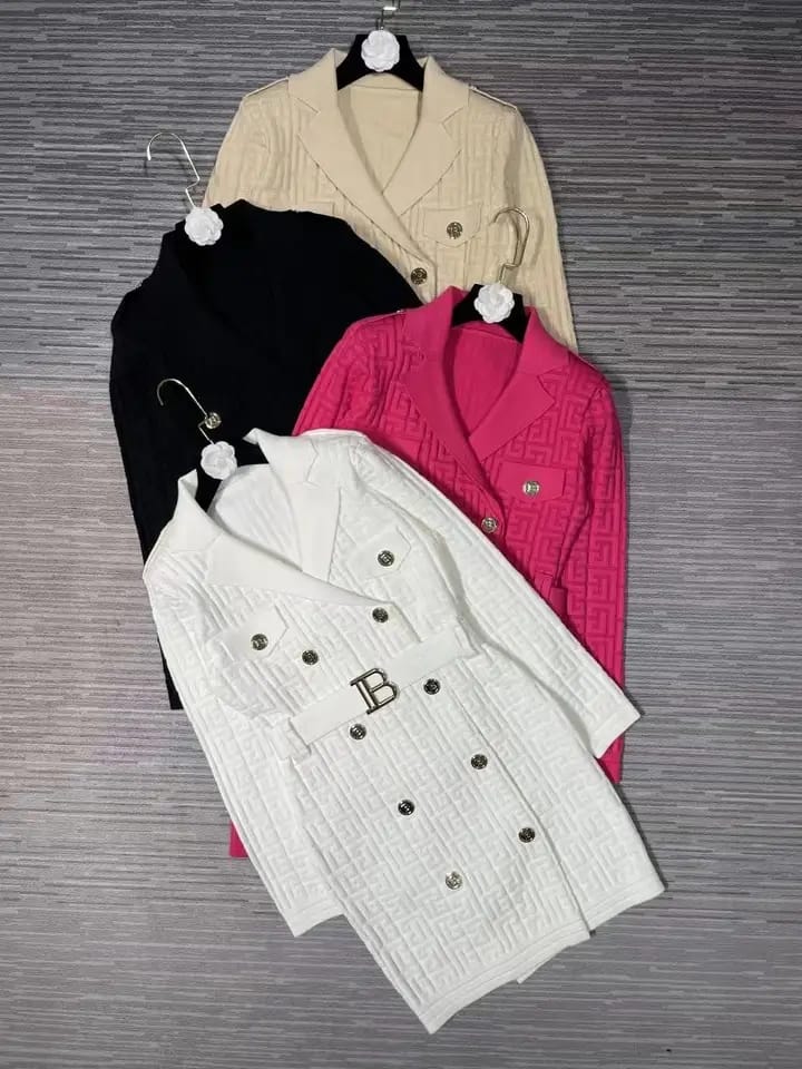 Print Blazer Dress With Belt