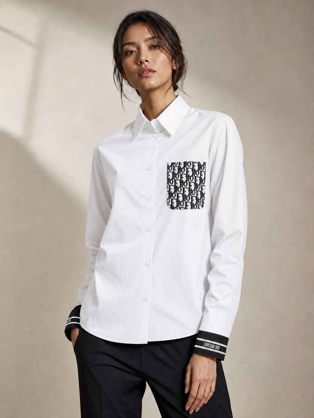 CD  Print  Cotton Shirt