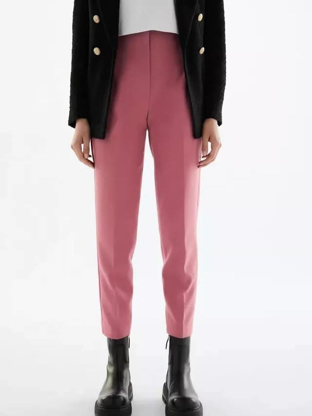 Pink High Waist Ankle Length Pants