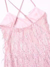 Pink Tie Dye Sequins Tassel Dress
