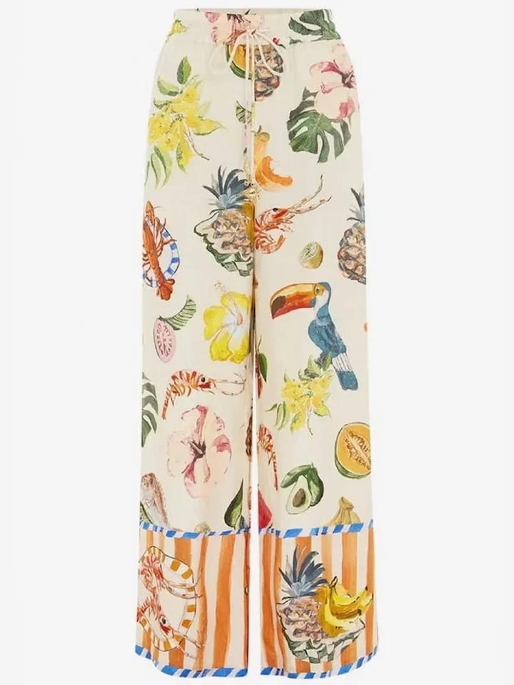 Tropical Printed Shirt & Pants Coord Set