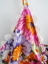 Bow Print High Waist Backless A- line Floral Dress