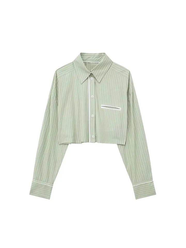 Mint Green Striped Crop Top & Pants Coord Set