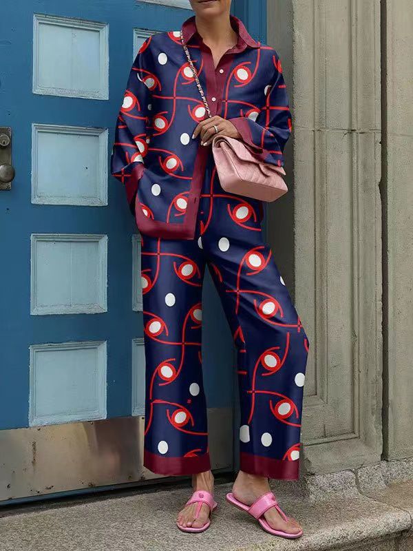 Blue Printed Shirt & Pants Coord Set