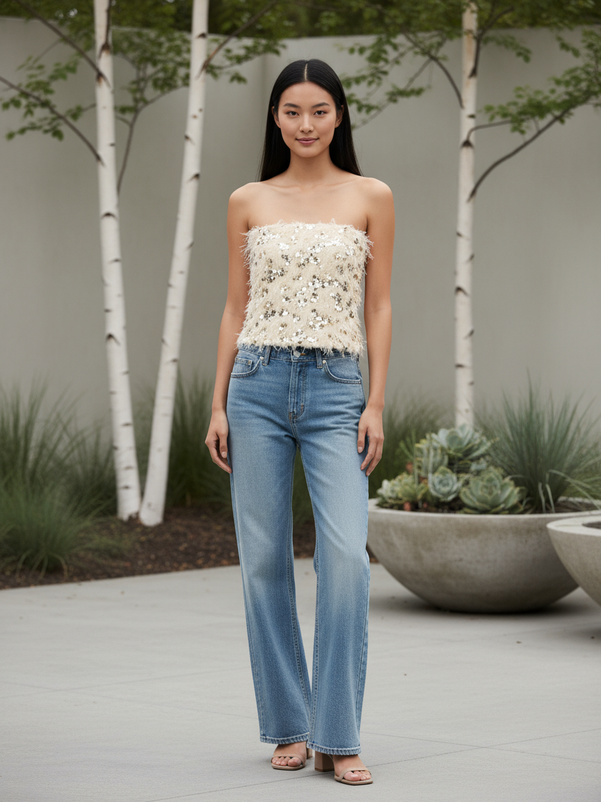 Bandeau Glitter Tube Top