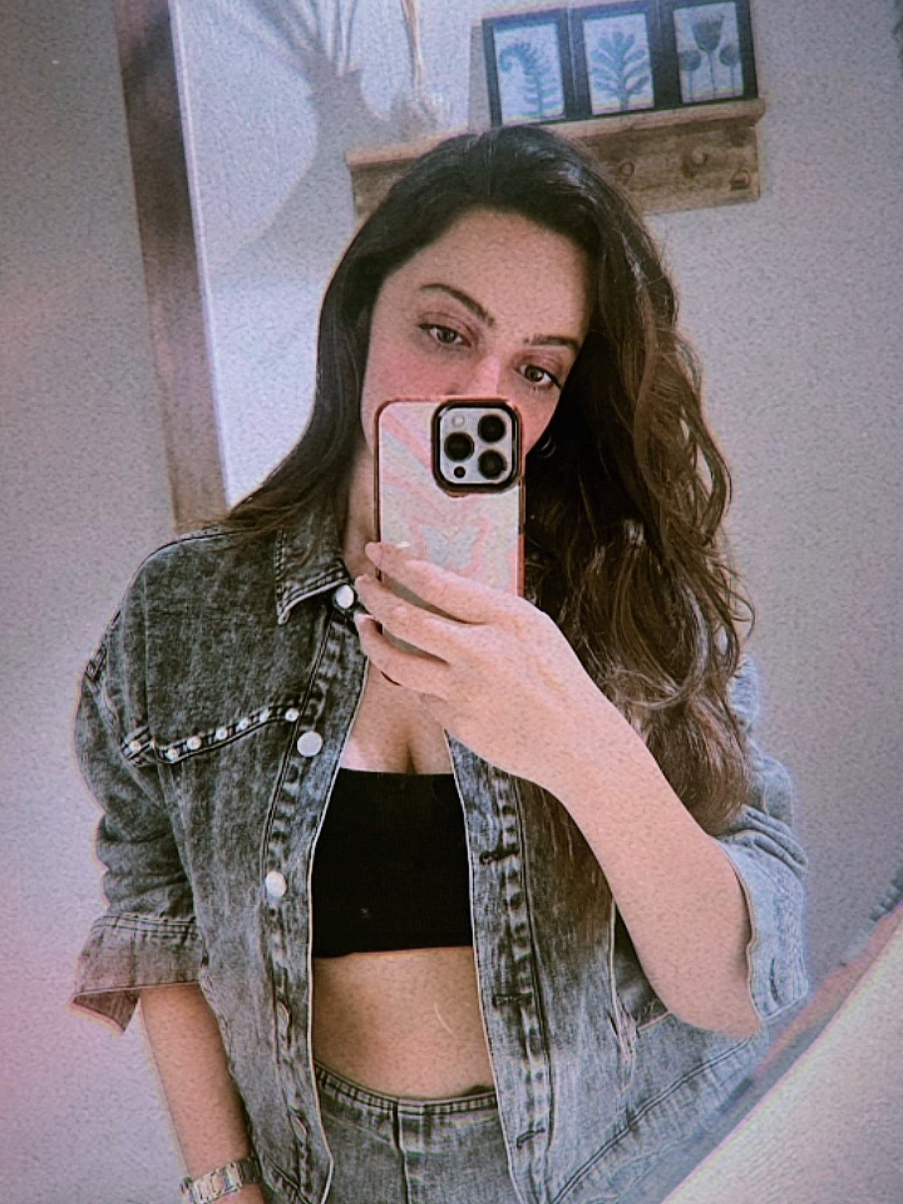 Black Denim Studded Jacket & Skirt Coord Set