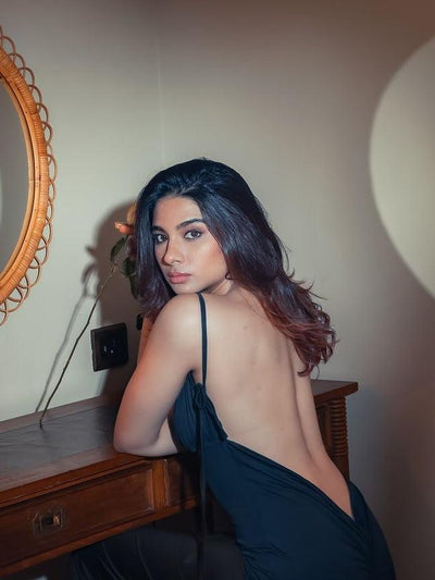 Black Cowl Neck Backless Maxi Dress