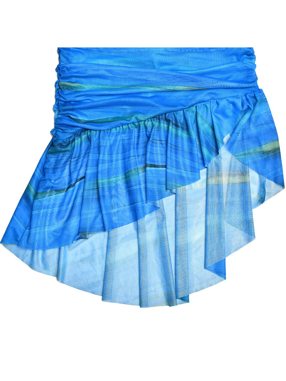 Tie & Dye V Neck Backless Frill Dress