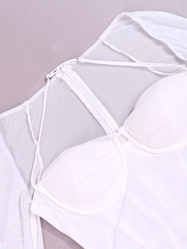 Halterneck Full Sleeve Boning Corset Hip Dress