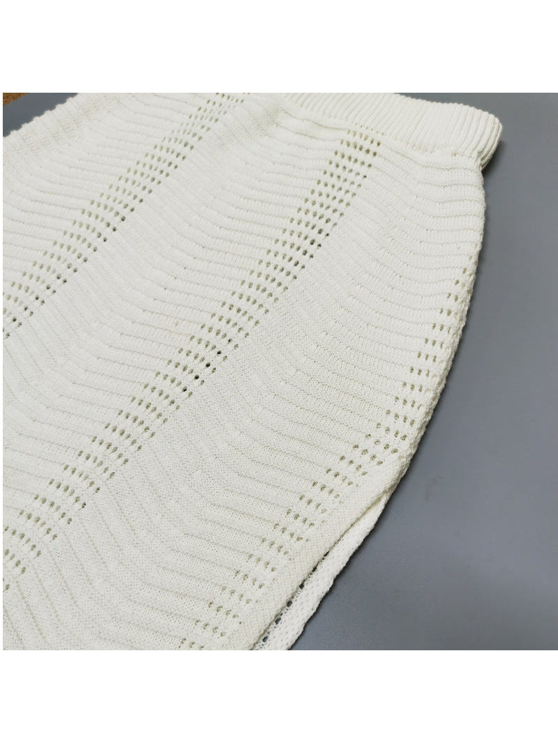 Knitted Tube Top Cutout Sheath Top & Slit Skirt Coord Set