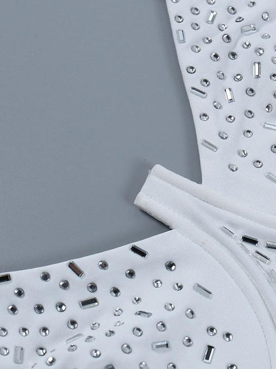 Spaghetti Strap Rhinestone Sheath Bodycon Short Dress