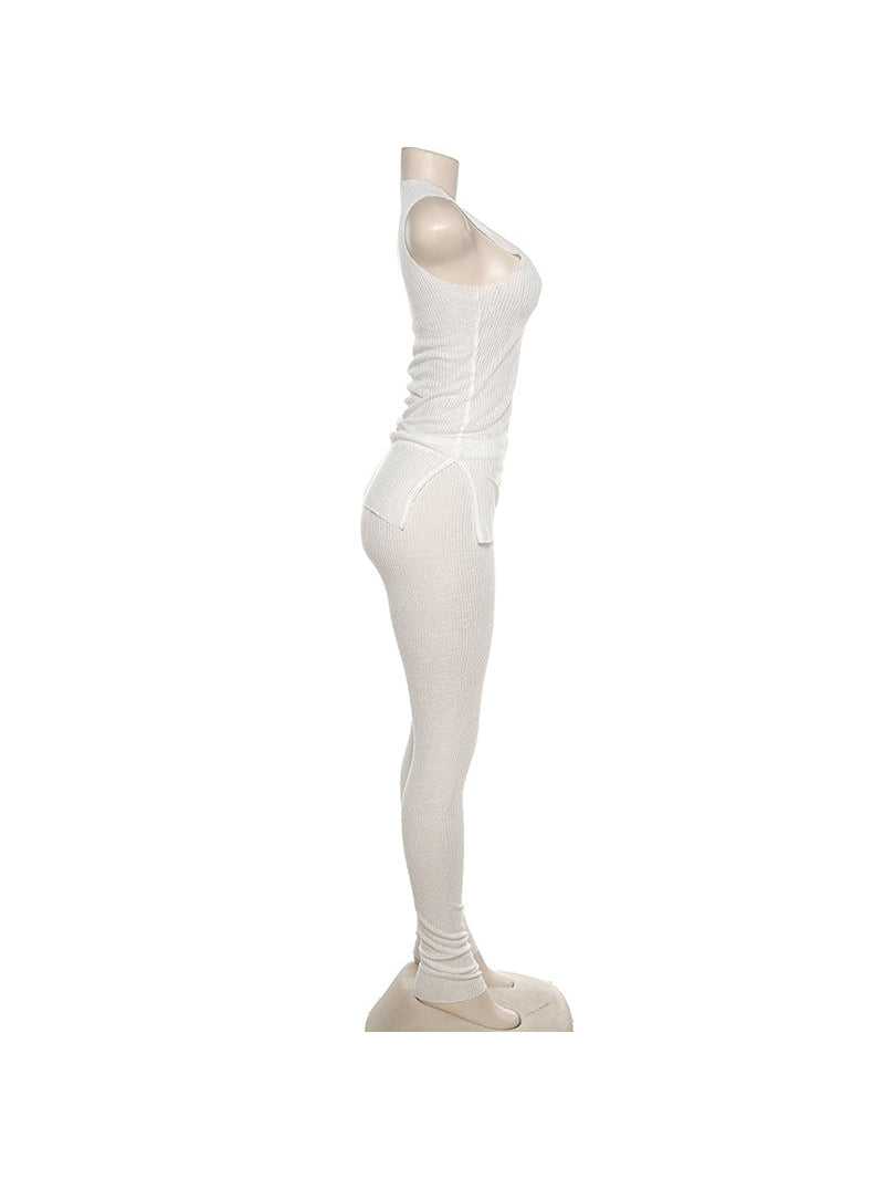 See Through Sleeveless Top & Pants Coord Set