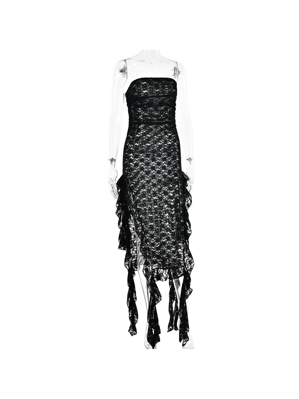 Tube Top Patchwork See Through Lace Dress