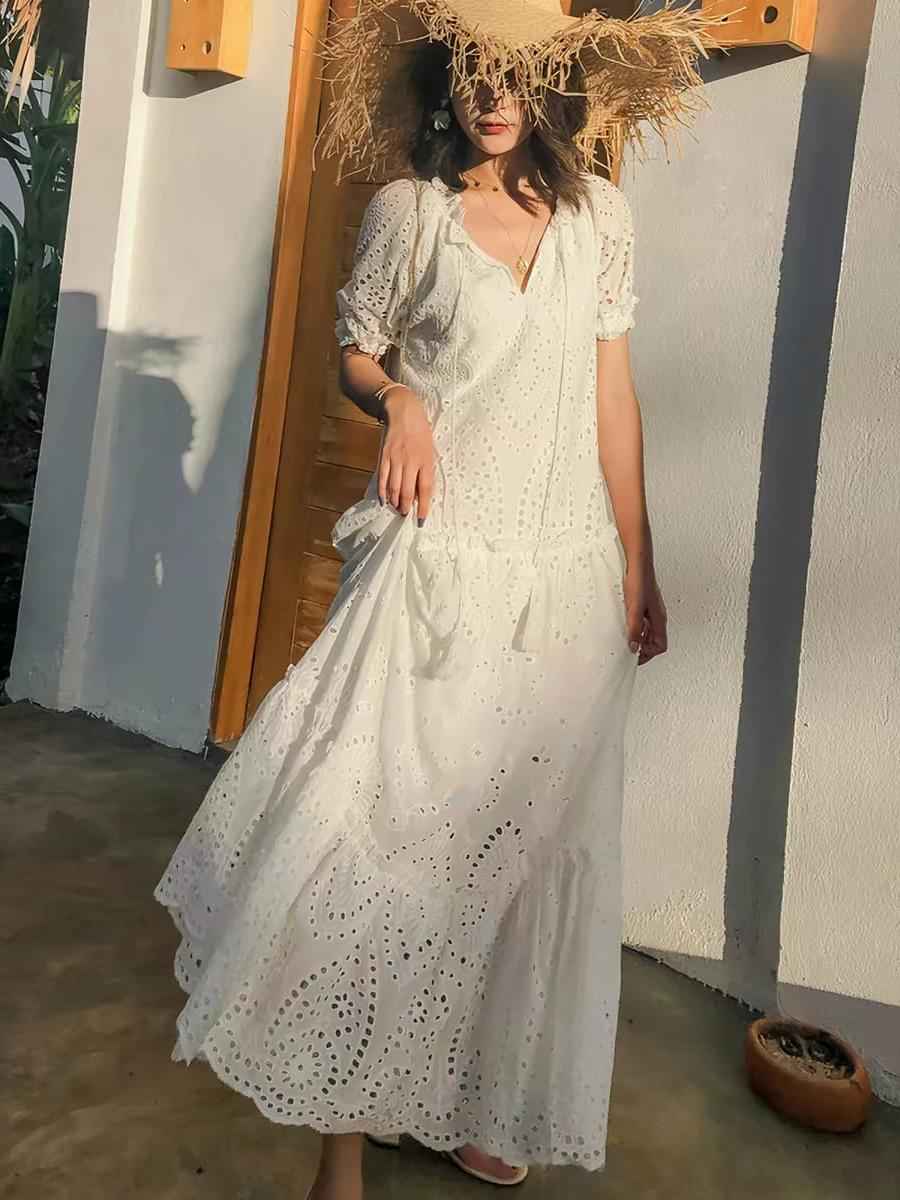 Sunlit Broderie Tiered Maxi Dress
