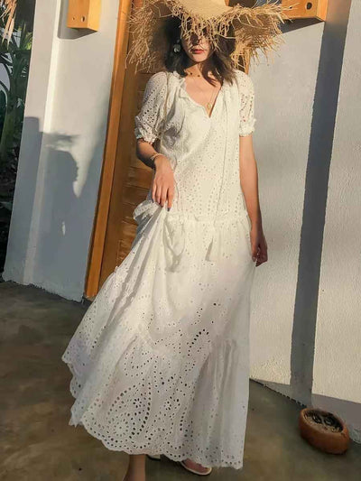 Sunlit Broderie Tiered Maxi Dress