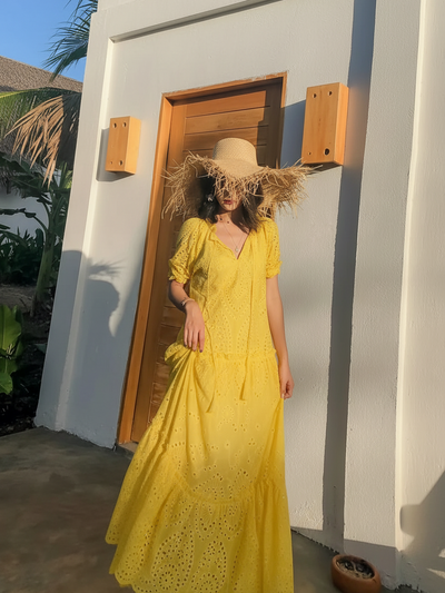 Sunlit Broderie Tiered Maxi Dress