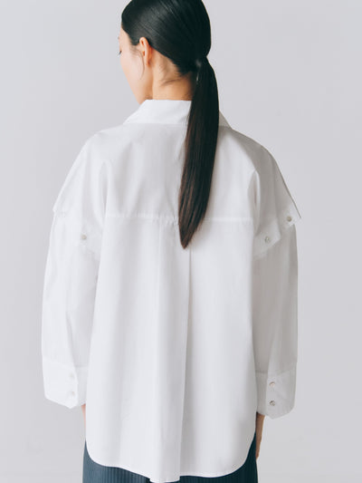 White Cotton Shirt with Detachable Sleeves