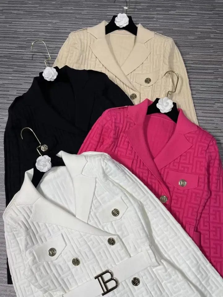 Print Blazer Dress With Belt