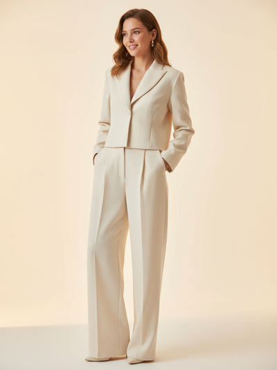 Crop Blazer & Wide Leg Pants Coord Set