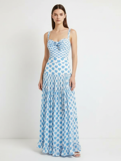 Heart Bow Swimsuit & Pleated Skirt Swimsuit Set