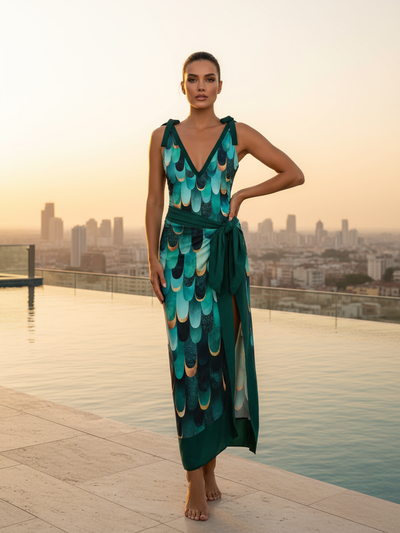 Printed Swimsuit & Skirt Swimsuit Set