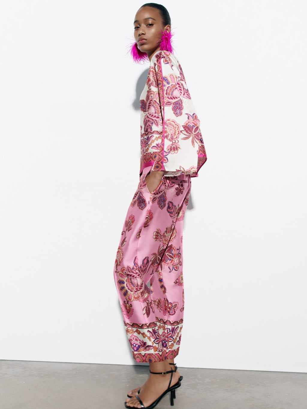 Floral Print Shirt Top & Pants Coord Set