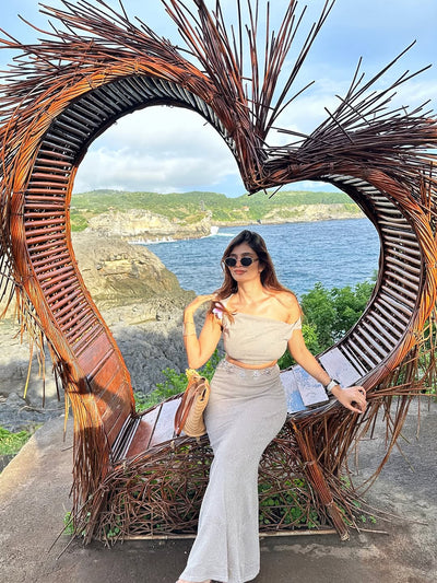 Knitted Asymmetric Top And Long Skirt Coord Set