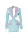 Blue/ Pink Cutout Blazer Dress