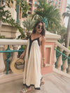 V Neck Asymmetric Cotton Maxi Dress