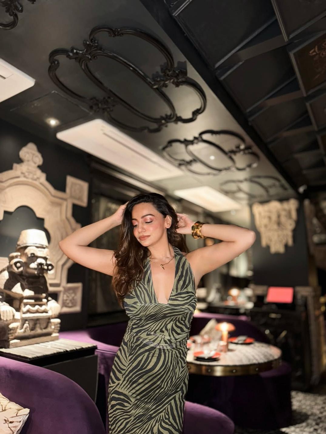 Animal Print Halterneck Backless Ruched Dress