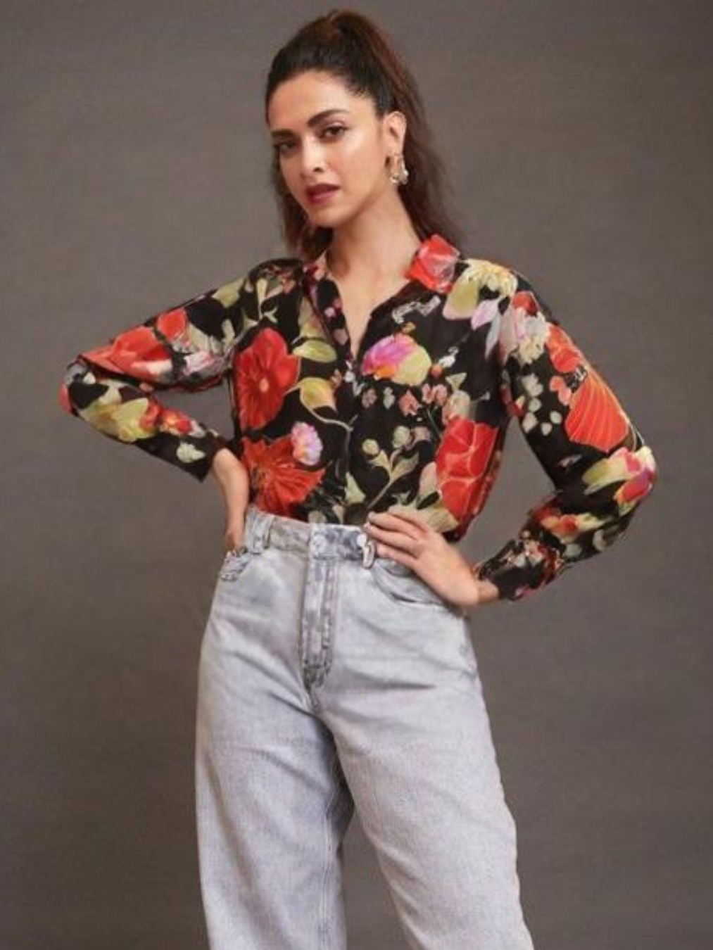 Oversized Fit Printed Satin Shirt