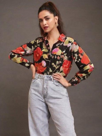 Oversized Fit Printed Satin Shirt