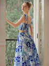 Blue Floral Print Cami Top & Skirt Coord Set