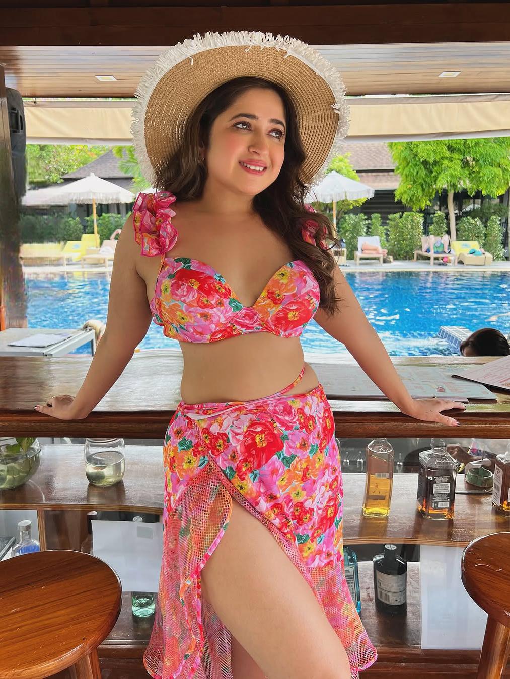 Floral Print Ruffle Bikini Set With Skirt