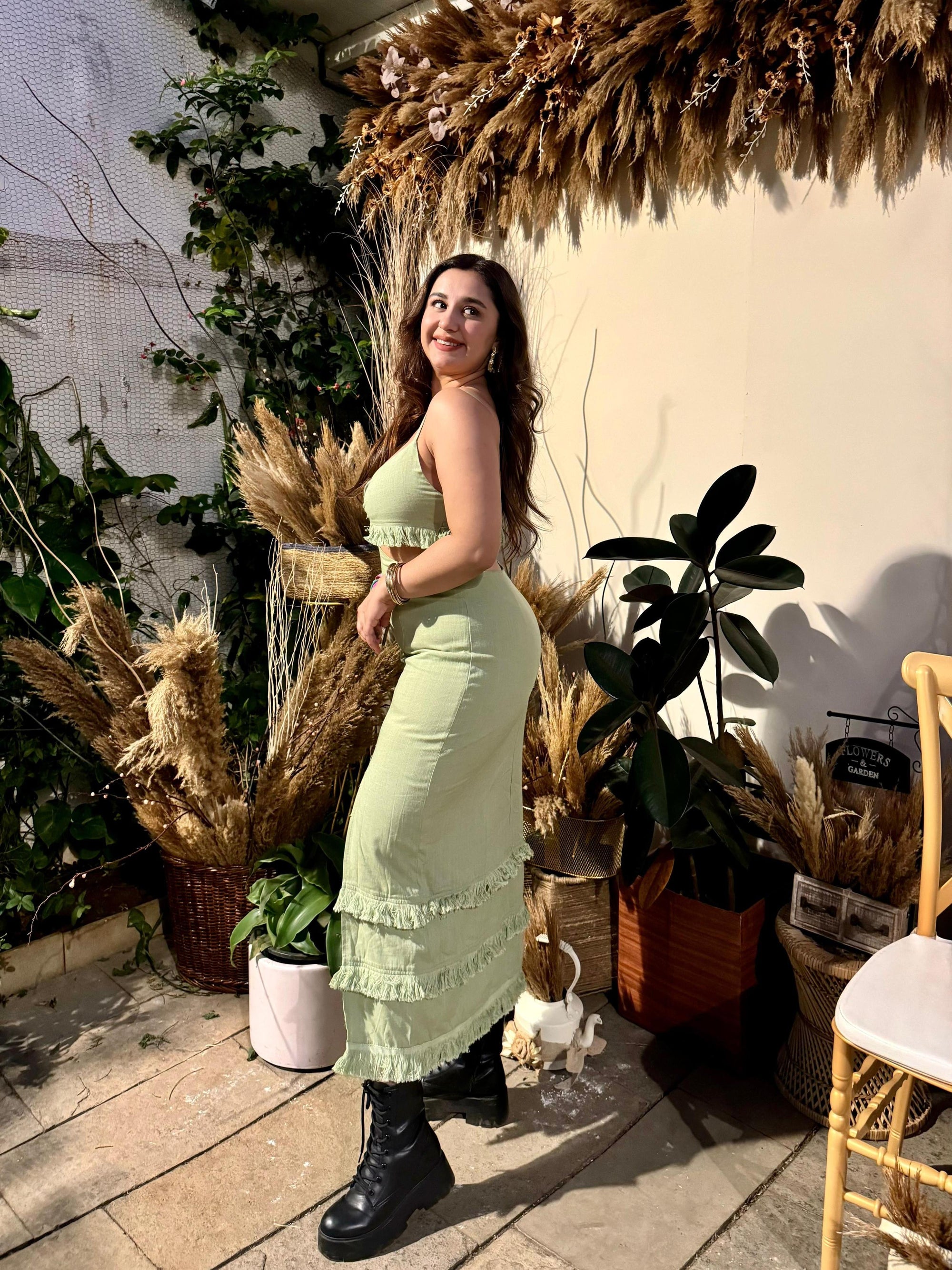 Tassel Detail Cutout Midi Dress