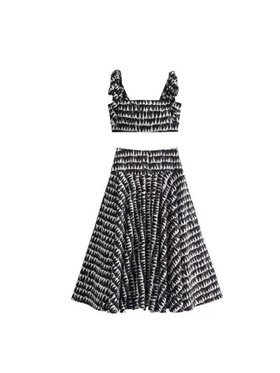 Heart Print Tied Cami Top & Skirt Coord Set