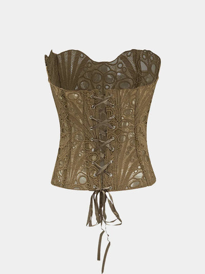 Valencia Mesh Lace Tie Back Tube Top