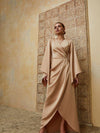Champagne Batwing Sleeves High Low Dress
