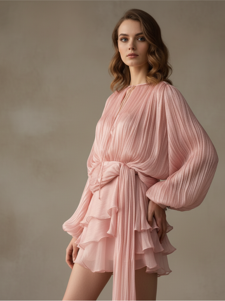 Lyla Bell Sleeve Ruffle Tail Dress with Shorts Coord Set