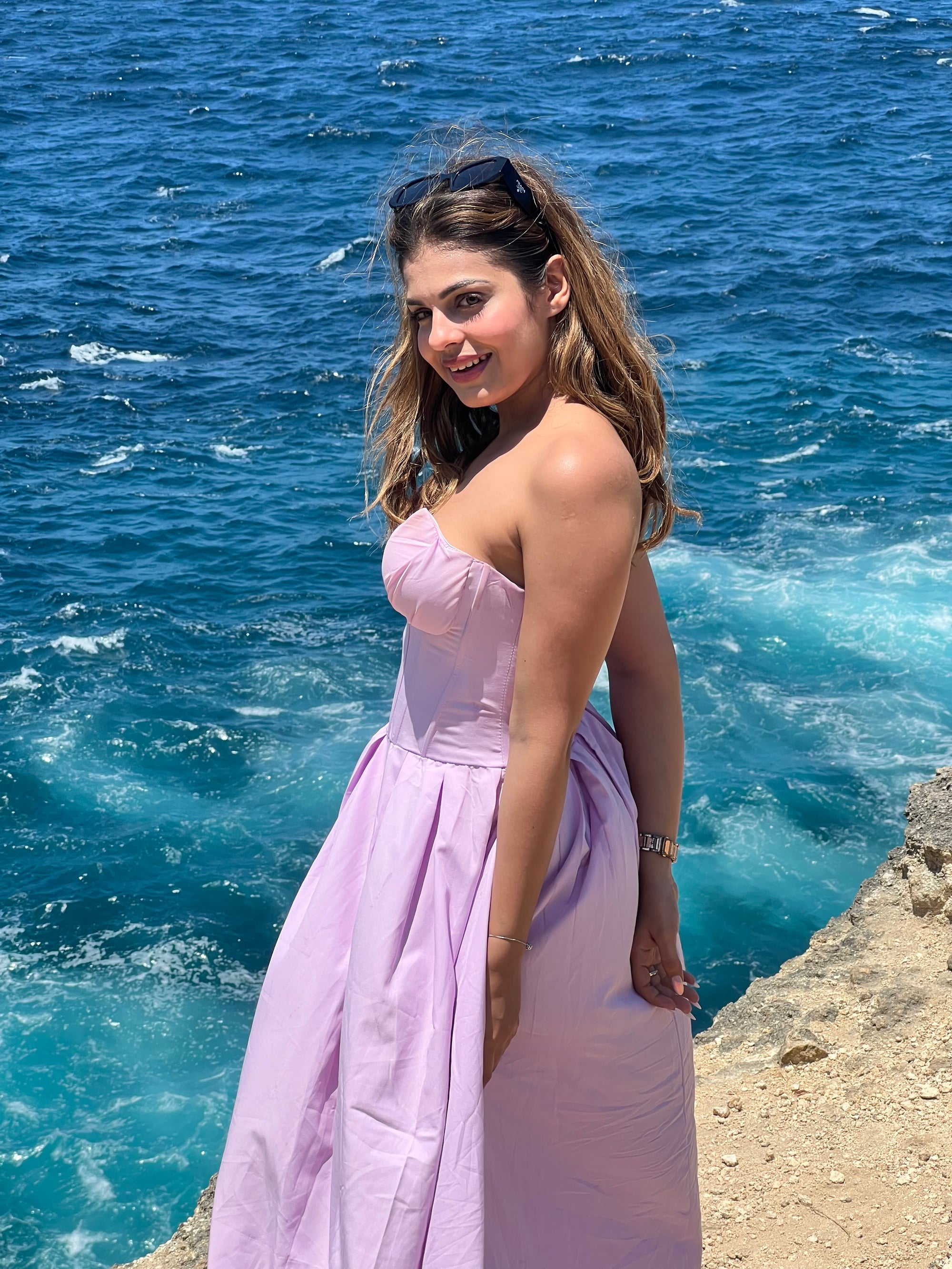 Tube Corset Pleated Flare Midi Dress