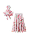 Halterneck Floral Print Knotted Top & Skirt Coord Set