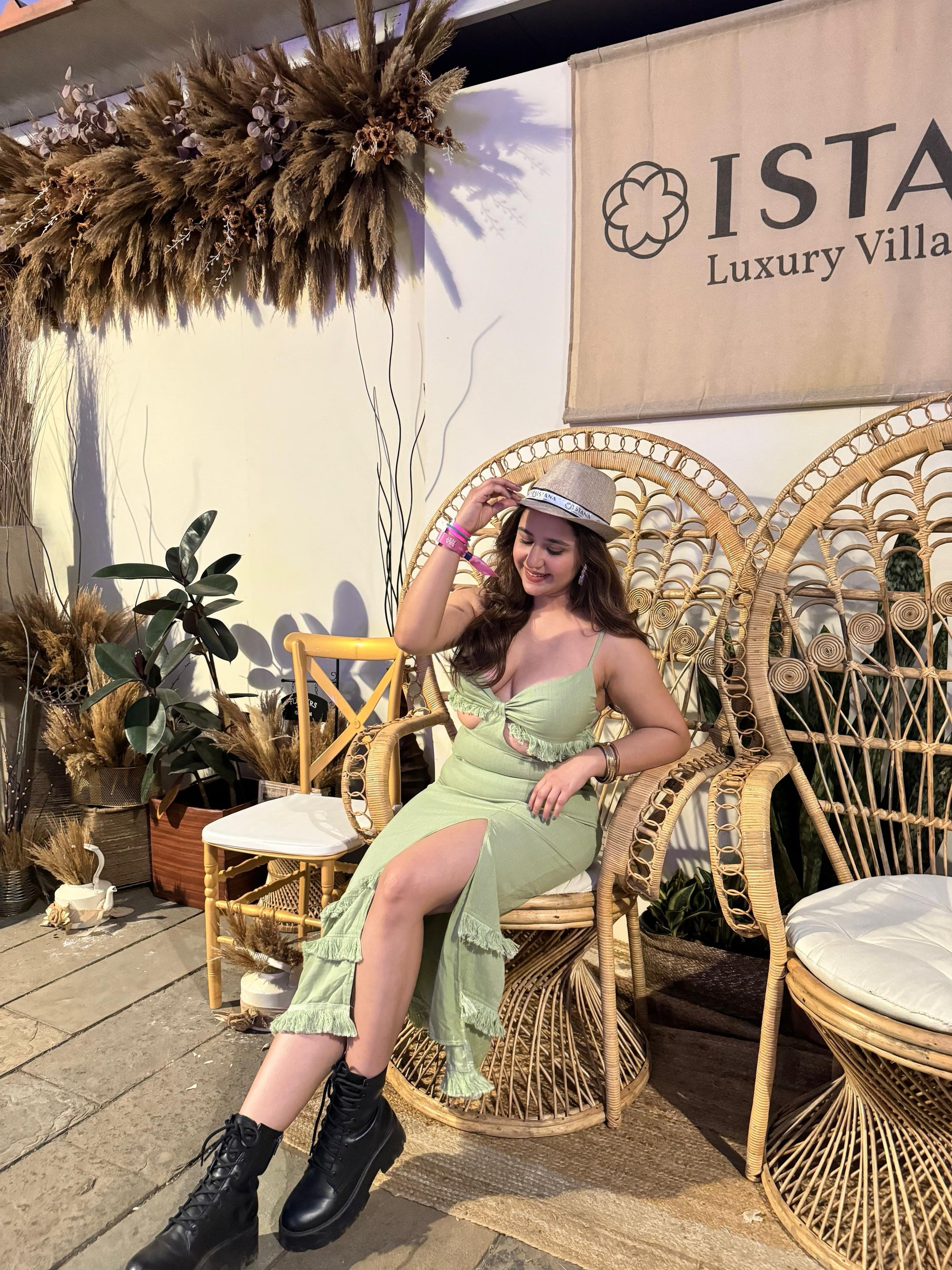 Tassel Detail Cutout Midi Dress