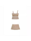 Sleeveless Cami Topwith Belt & Pleated Skirt Coord Set