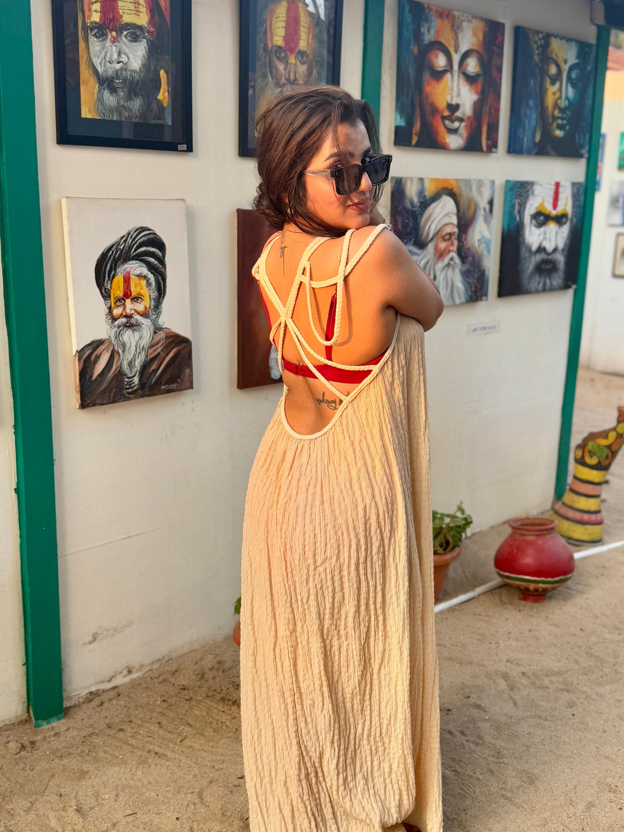 Rope Strapless Halterneck Loose Beach Dress