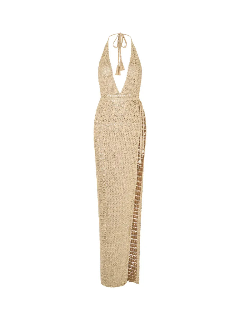 Halterneck High Slit Backless Maxi Dress Halterneck High Slit Backless Maxi Dress