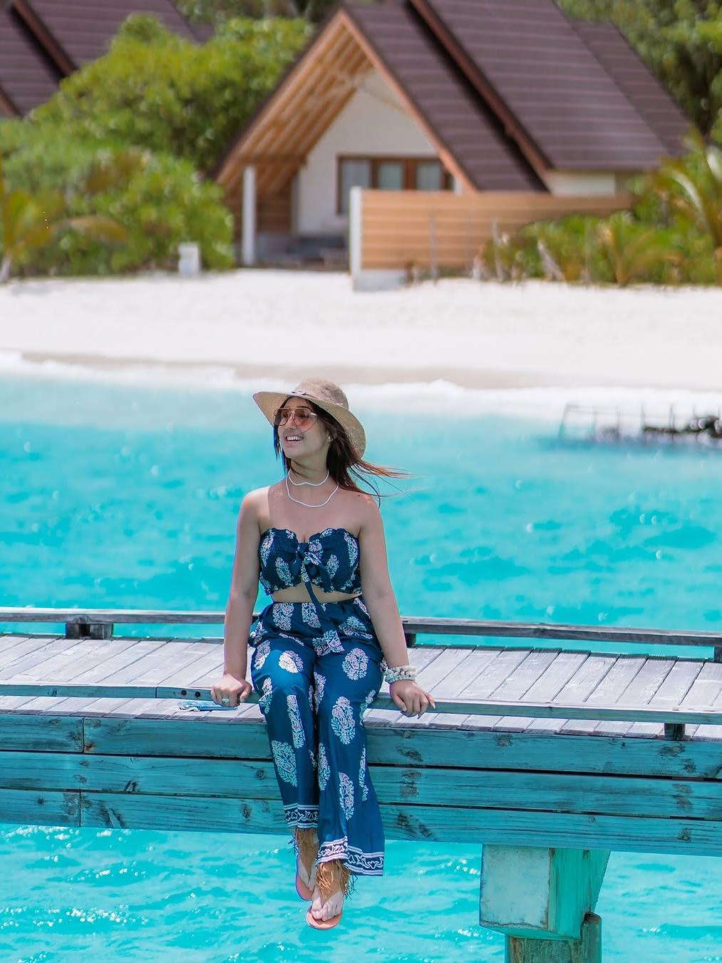 Bandeau Top Two Piece Bow Tank Top Printed Wide Leg Pants Coord Set